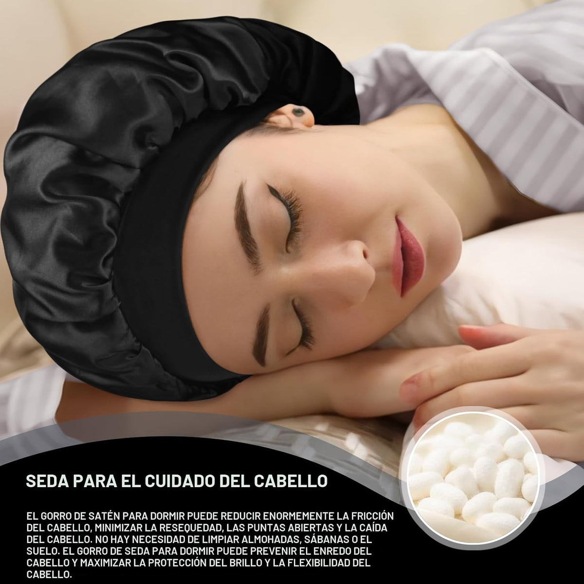 Doitory Gorro de Satén de Seda para Dormir, Gorra de Seda de Doble...