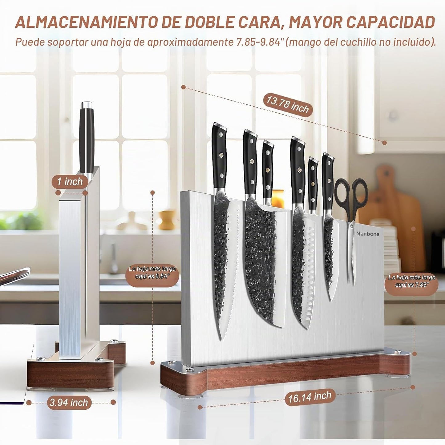 Nanbone Bloque magnético para cuchillos sin cuchillos, soporte magn...