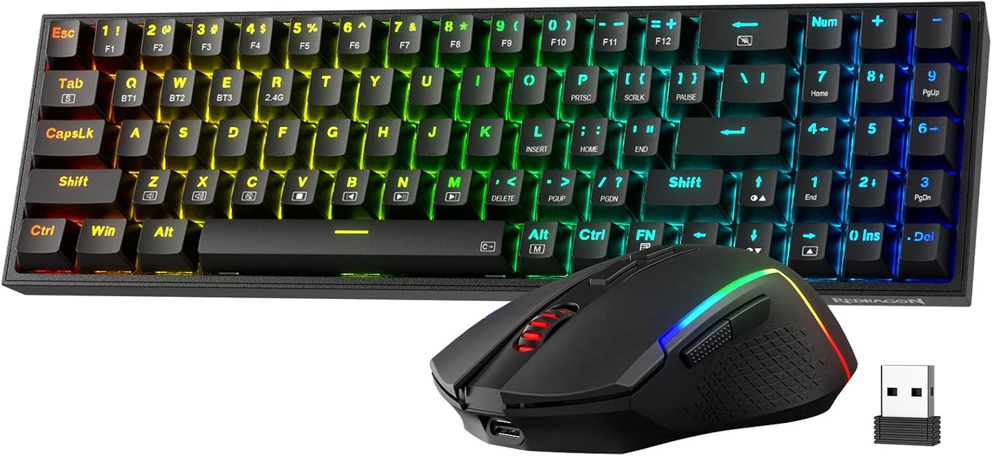 Redragon S136 Combo de teclado y mouse para videojuegos, teclado me...