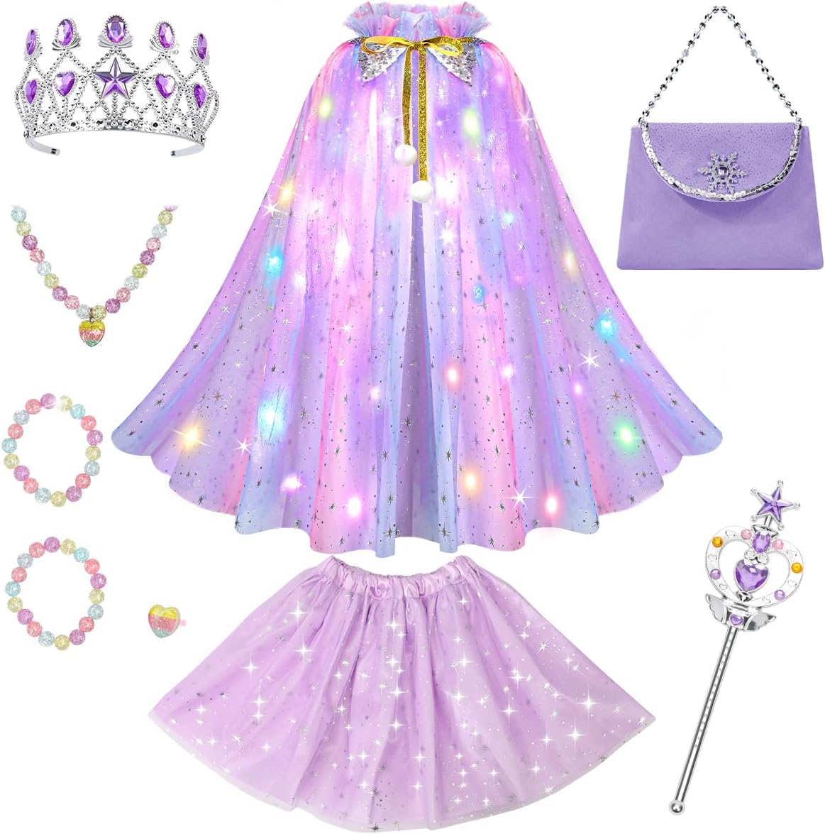 Meland Ropa de princesa para niña, 11 piezas de capa de princesa co...