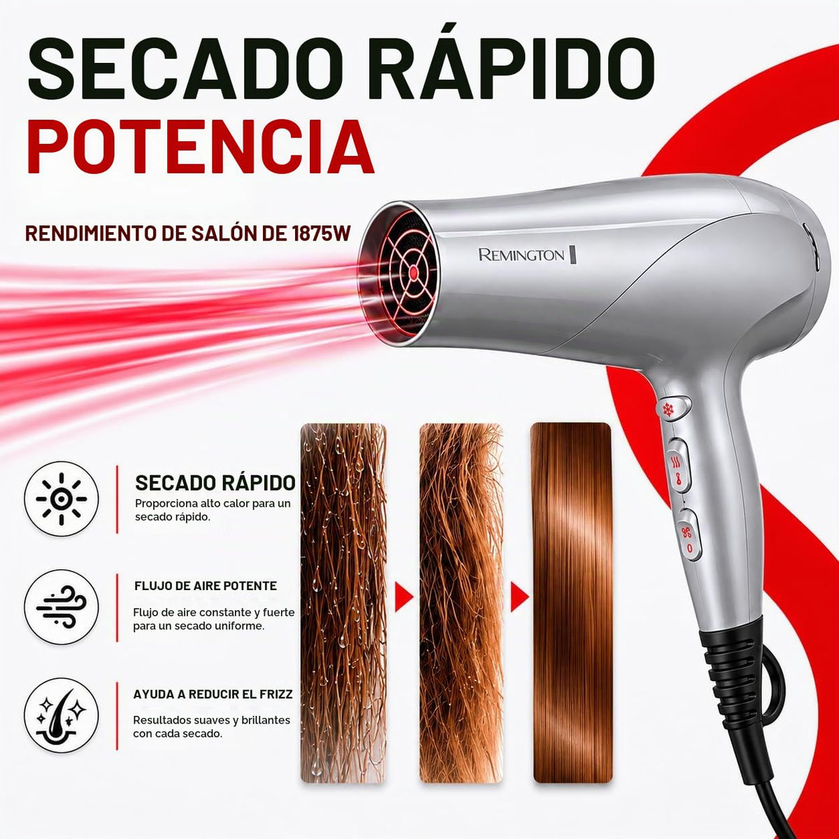 Remington Secador de Pelo con Protección contra Daños con Tecnologí...