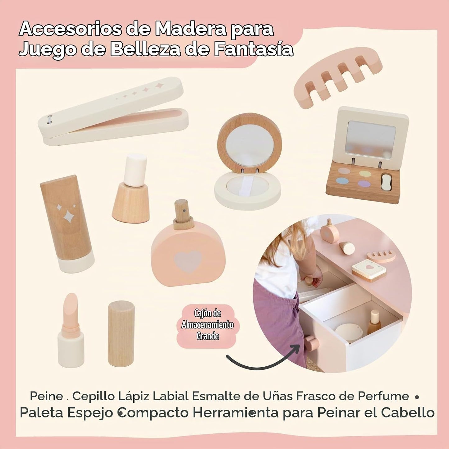 Nene Toys Juego de mesa y taburete para niños con espejo iluminado,...