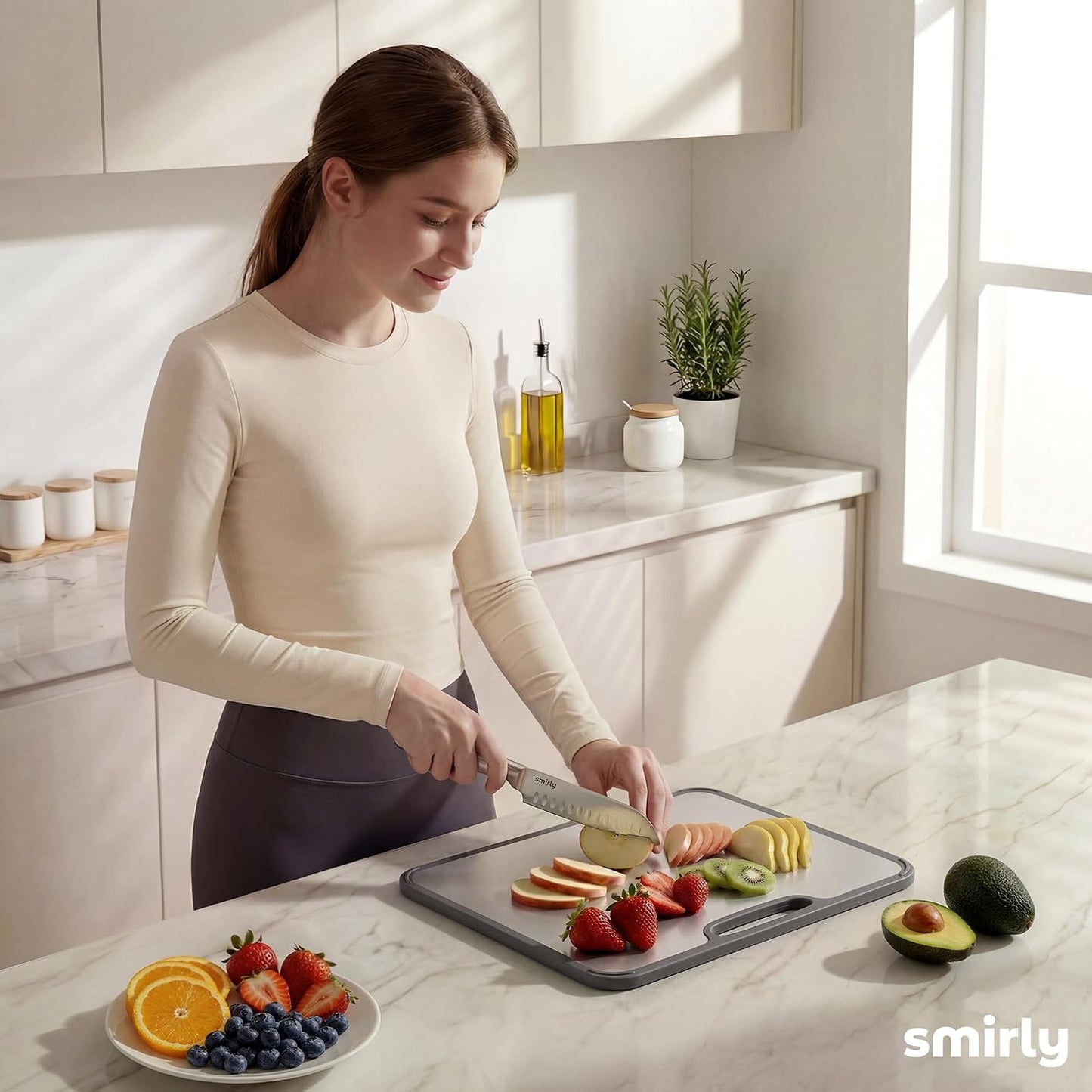 SMIRLY Tabla de cortar de titanio para cocina, juego de tablas de c...