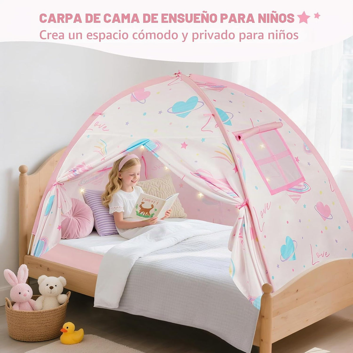 PIIKAGO Tienda de campaña de cama doble para niños, dosel de cama d...