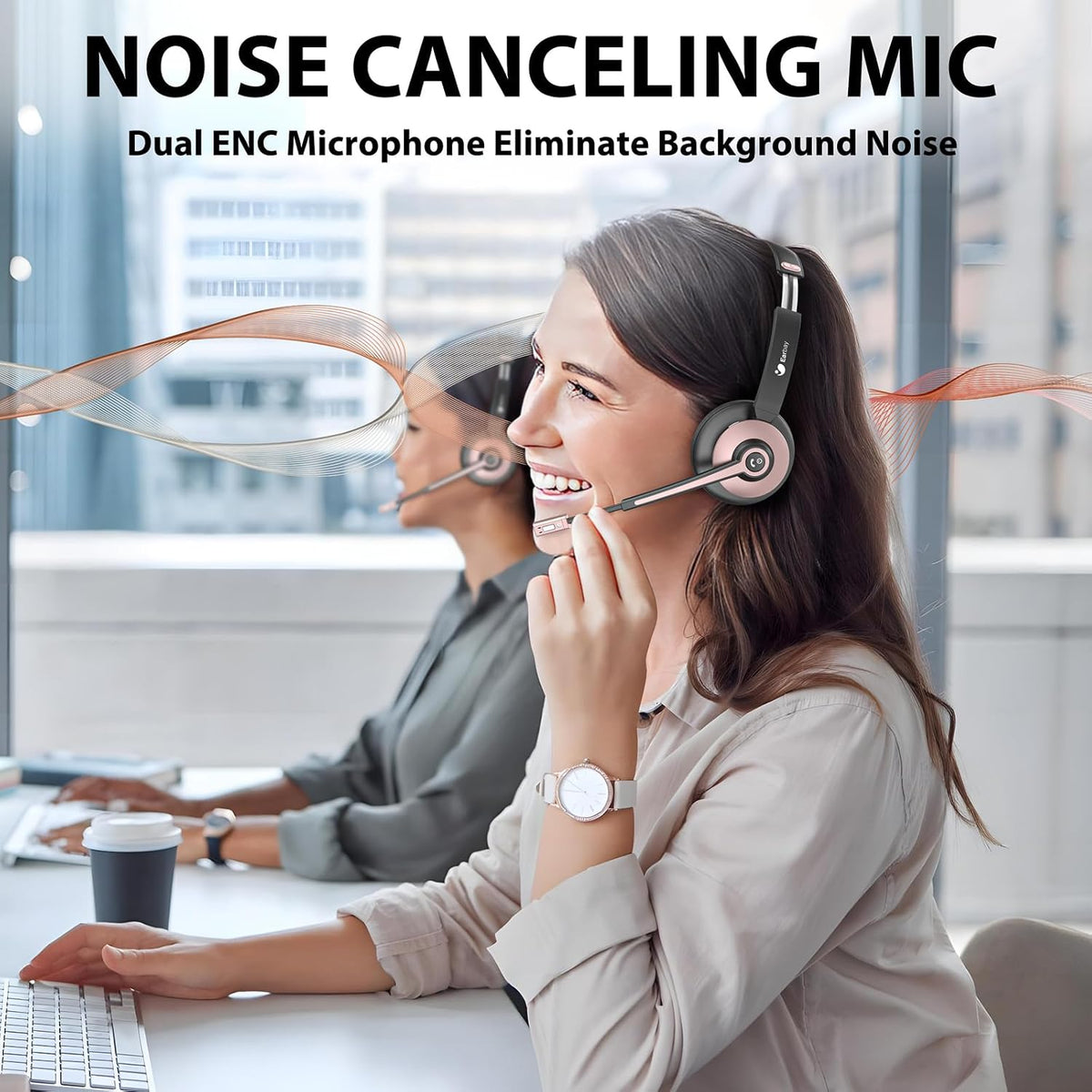 Auriculares inalámbricos con micrófono para el trabajo, auriculares...