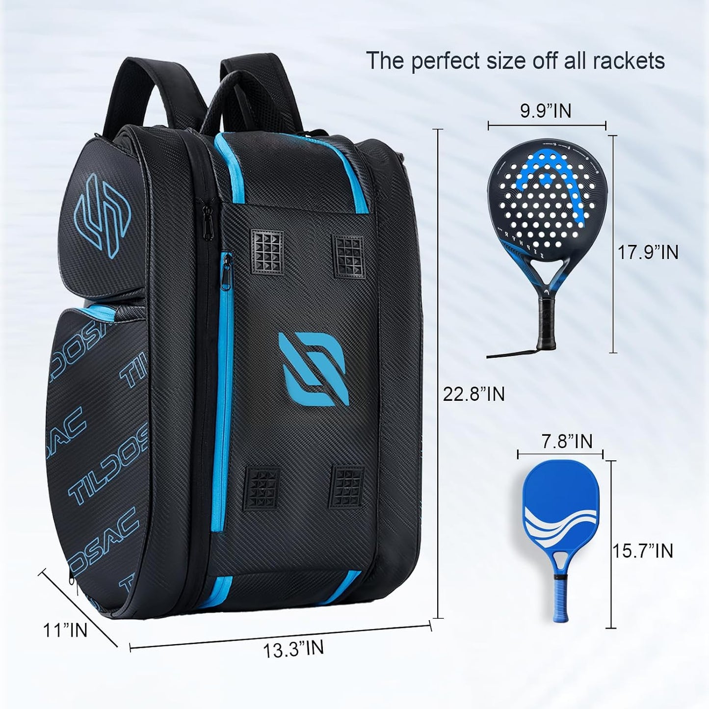 TILDOSAC Bolsa desmontable 2 en 1 para pickleball y pádel para homb...