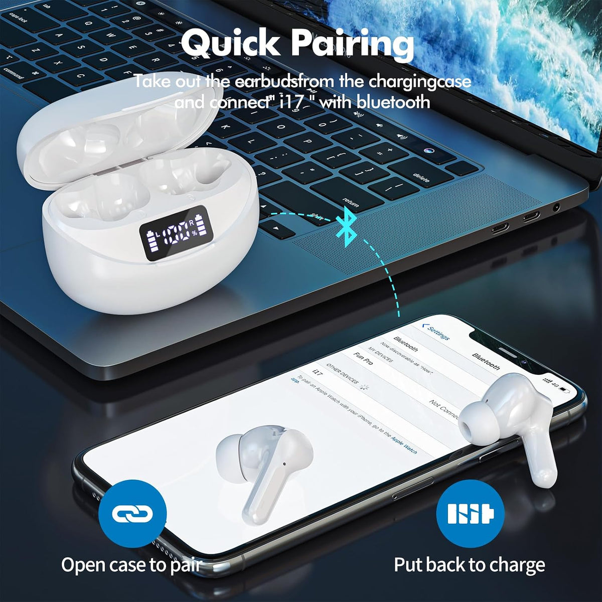 Fhumsh Auriculares inalámbricos Bluetooth 5.4, auriculares con canc...