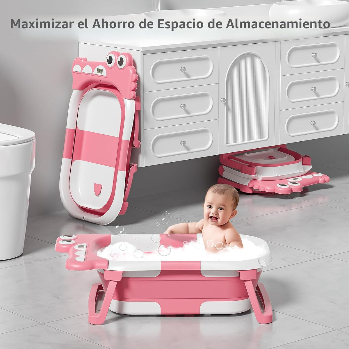 MoreFeel Bañera plegable para bebé recién nacido con termómetro y 1...