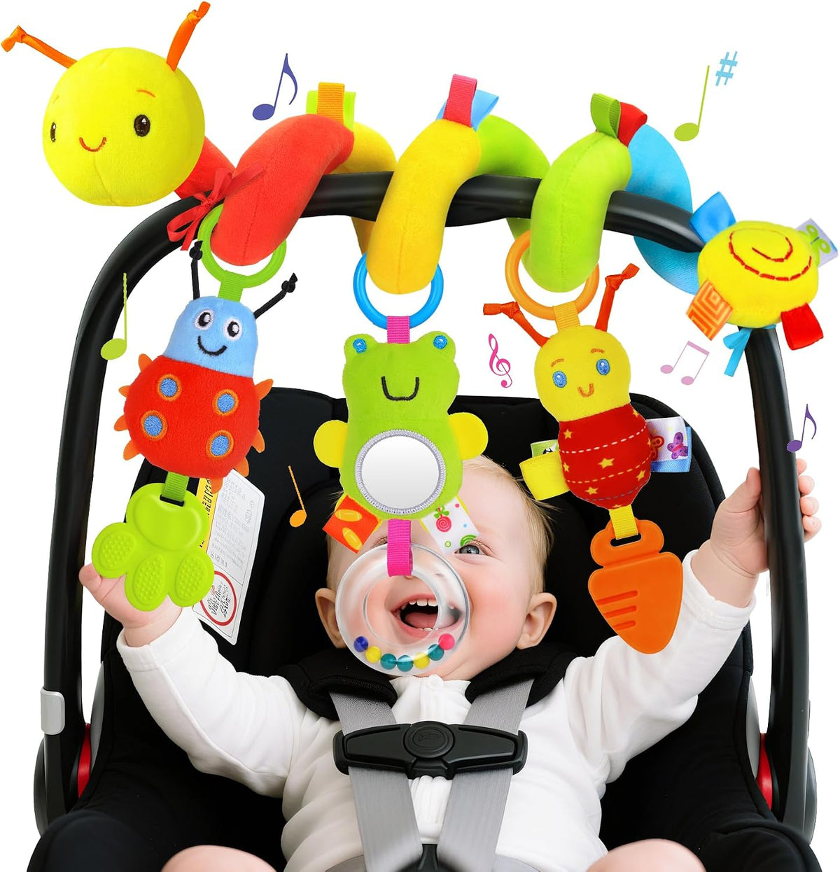 Zendstanding Juguetes de asiento de coche en espiral para bebés, 0...