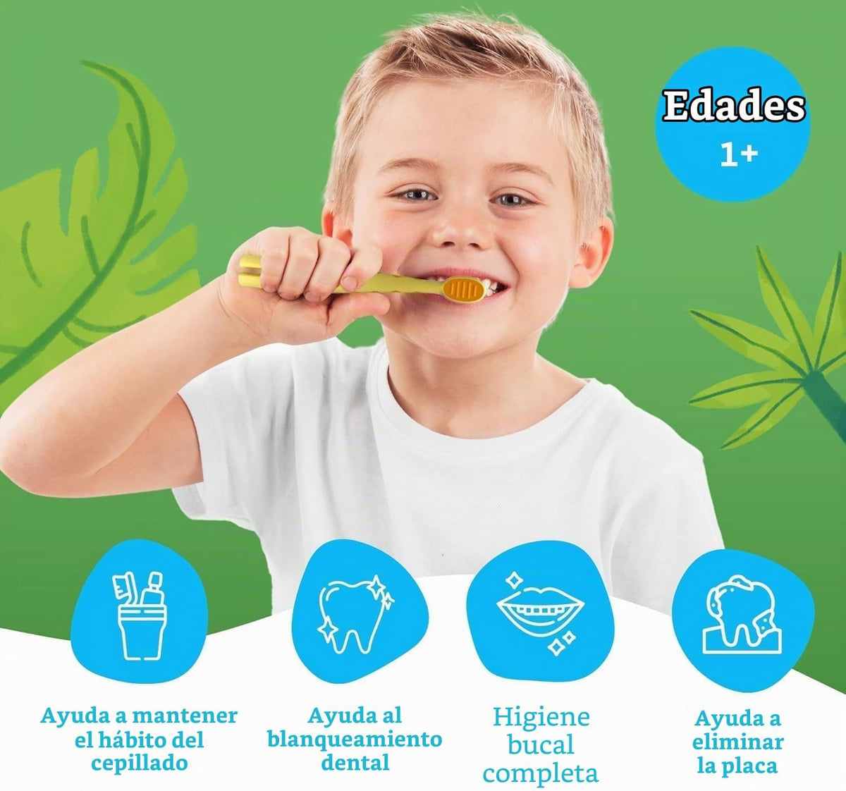 GuruNanda Cepillo de dientes de jirafa con raspador de lengua y cub...