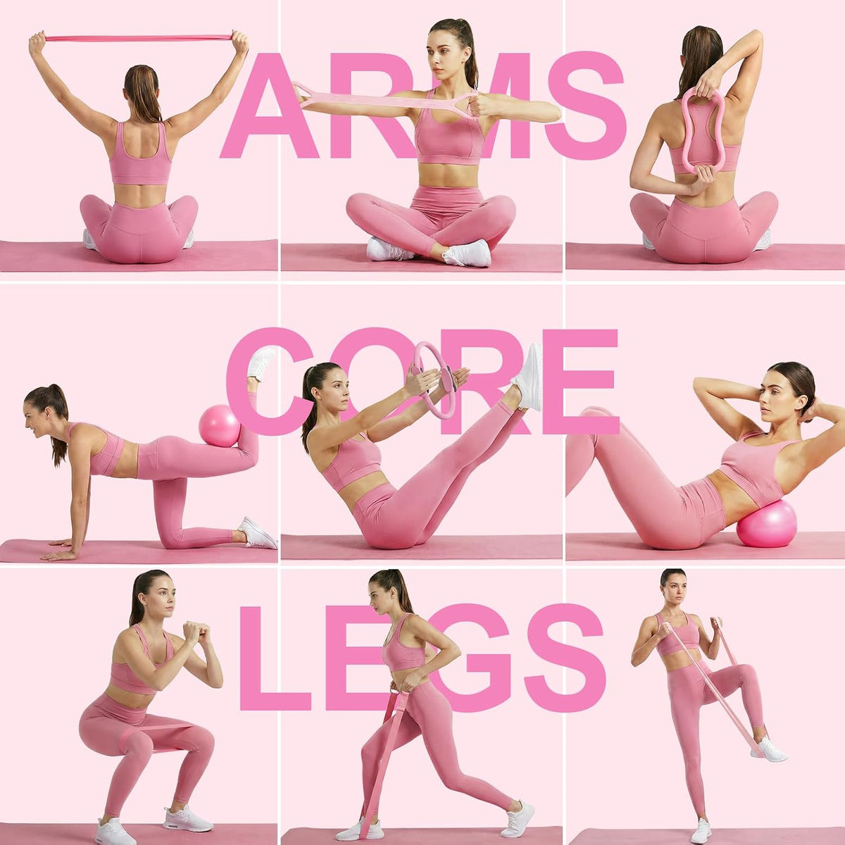 ElaraFit Home Juego de anillo y pelota de pilates para mujeres con...