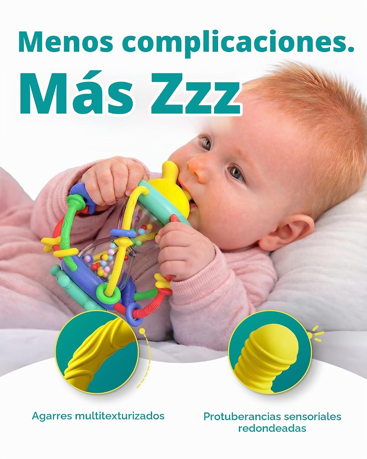 Infinno Bunny Hourglass Juguete para dentición y sonajero para bebé...