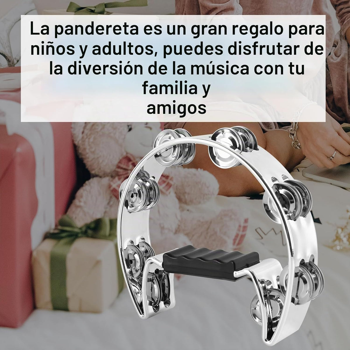 EASTROCK - Pandereta de mano con campanas de metal de fila única, i...