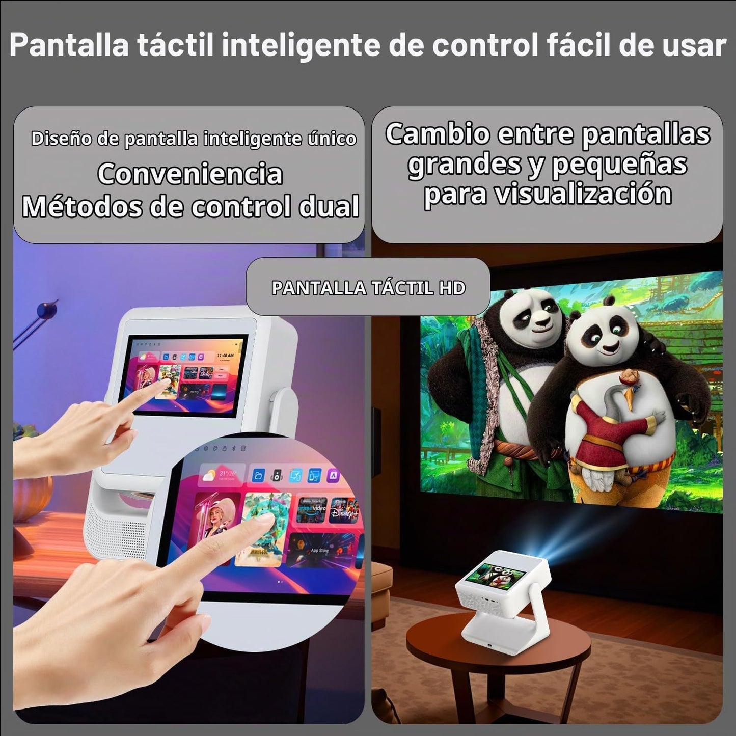 Proyector portátil inteligente con pantalla táctil, A2Ultra 4K comp...