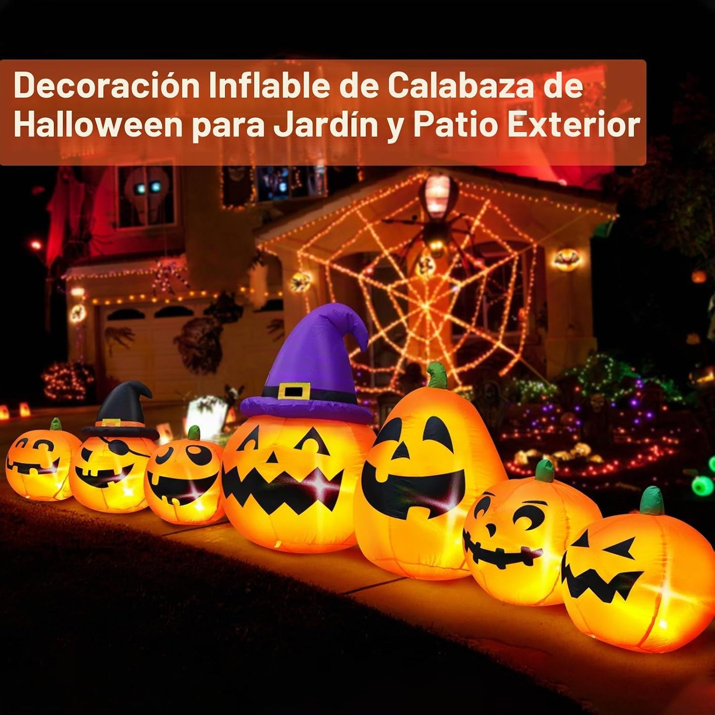 Calabazas inflables de Halloween de 12 pies de largo, decoración al...