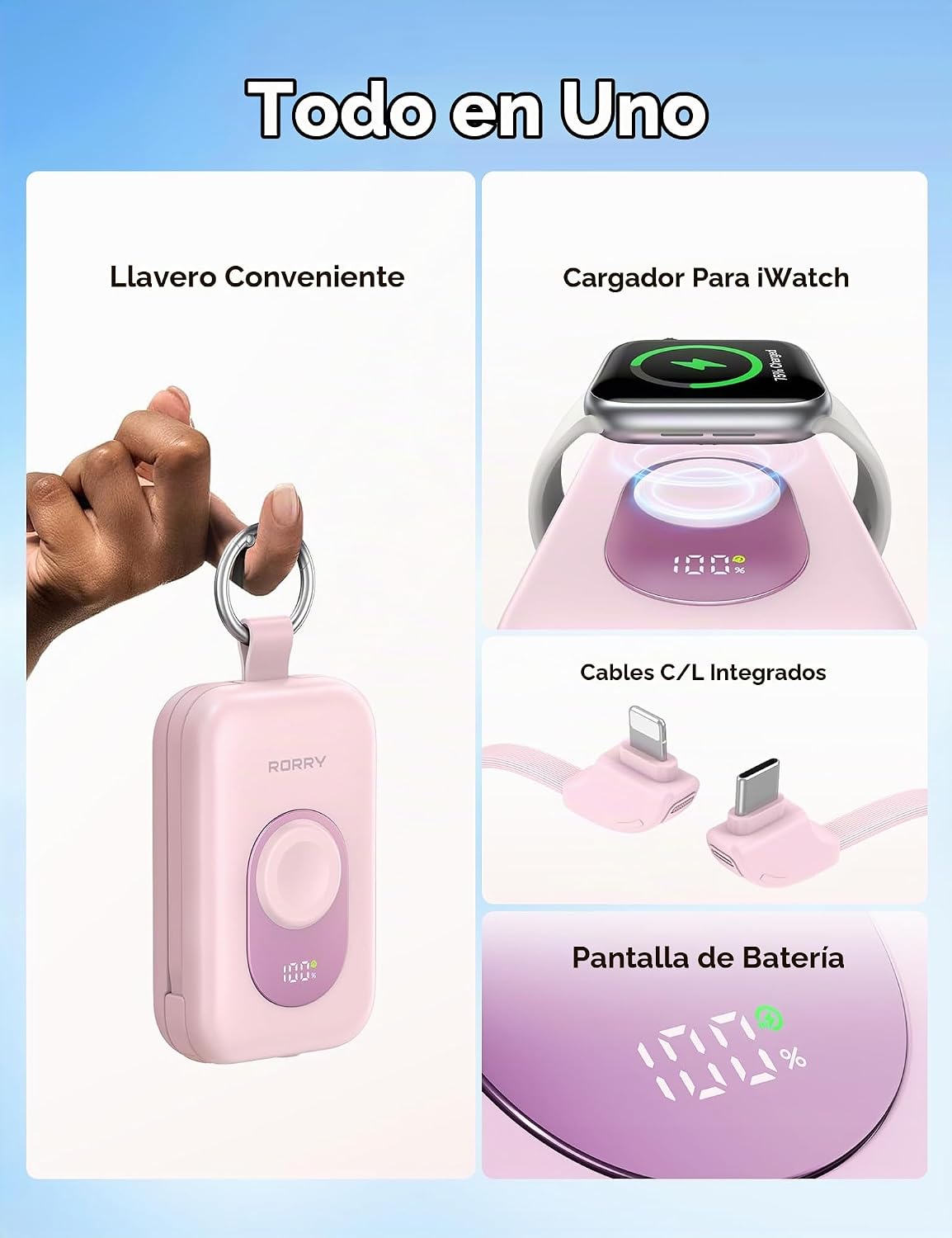RORRY Cargador portátil CharmGo, 20000mAh PD 30W cargador portátil...