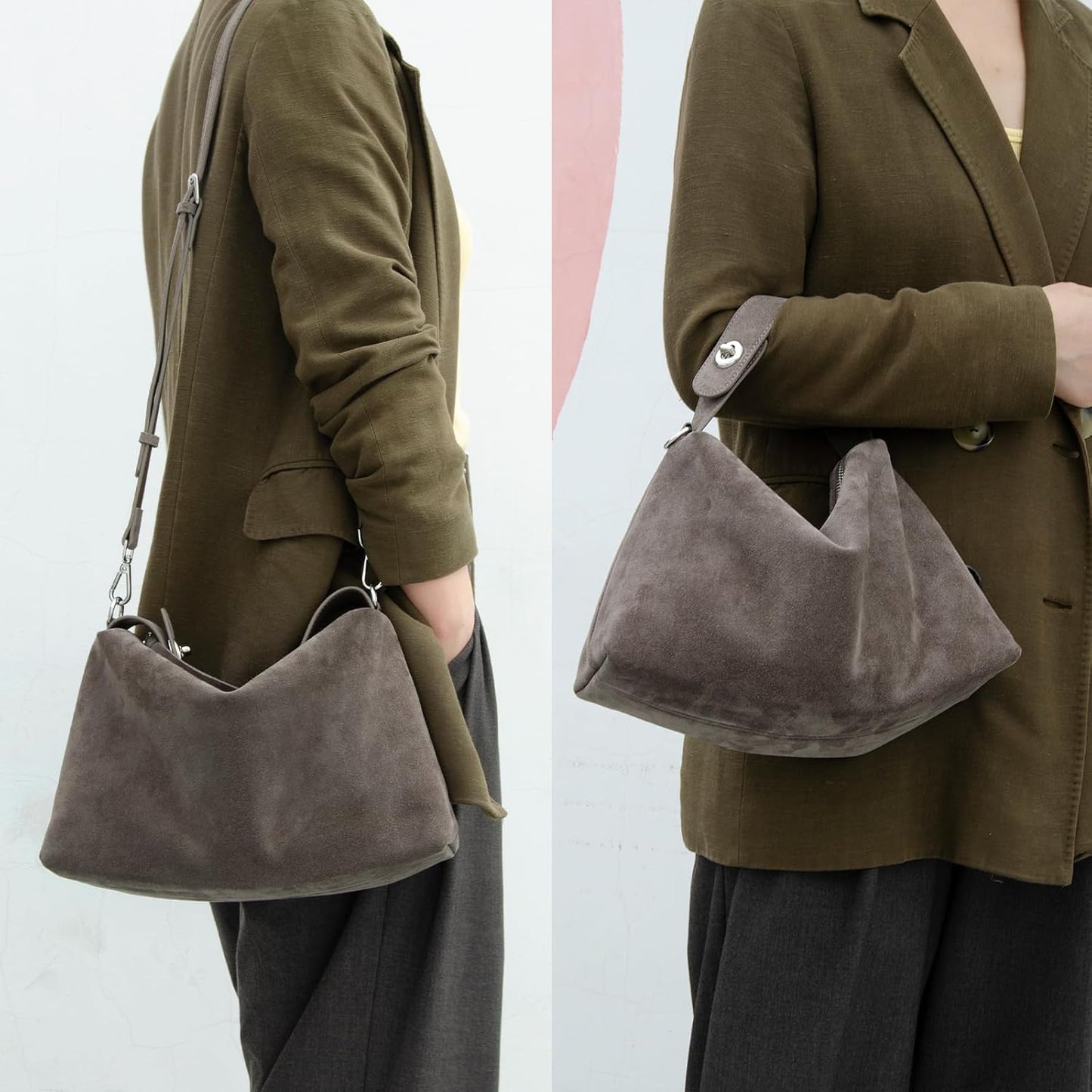 DONNAIN Bolsos cruzados de piel de ante premium para mujer y bolso...
