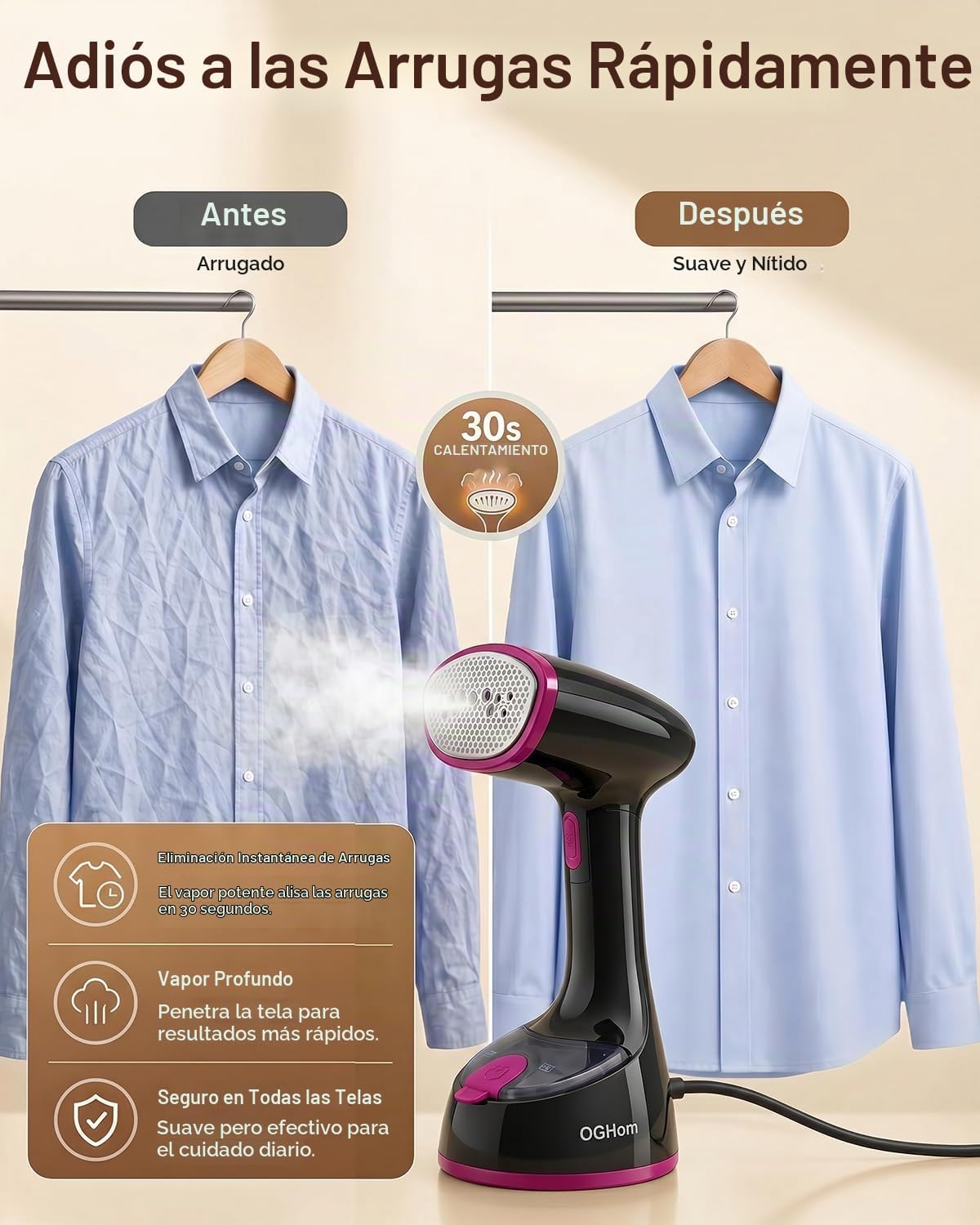 Vaporizador para ropa, vaporizador de ropa de mano para prendas, ca...