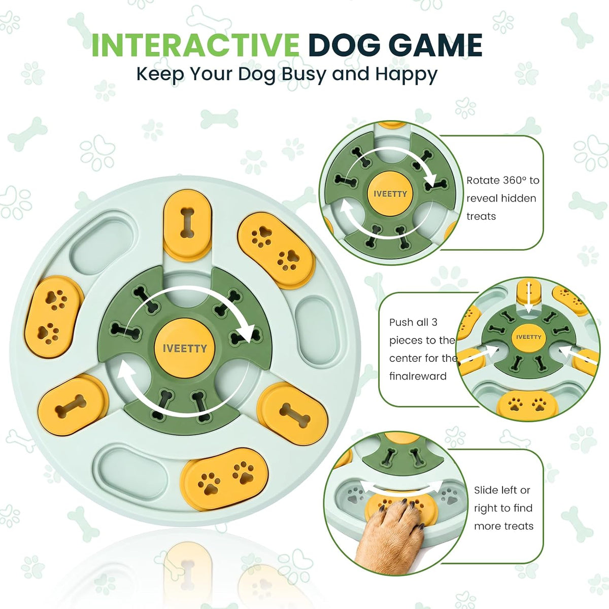 IVEETTY Juguete rompecabezas para perros, juguetes interactivos par...