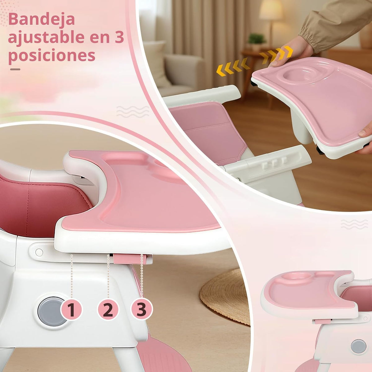 Ktaxon - Silla alta para bebé, silla alta mecedora portátil 6 en 1,...