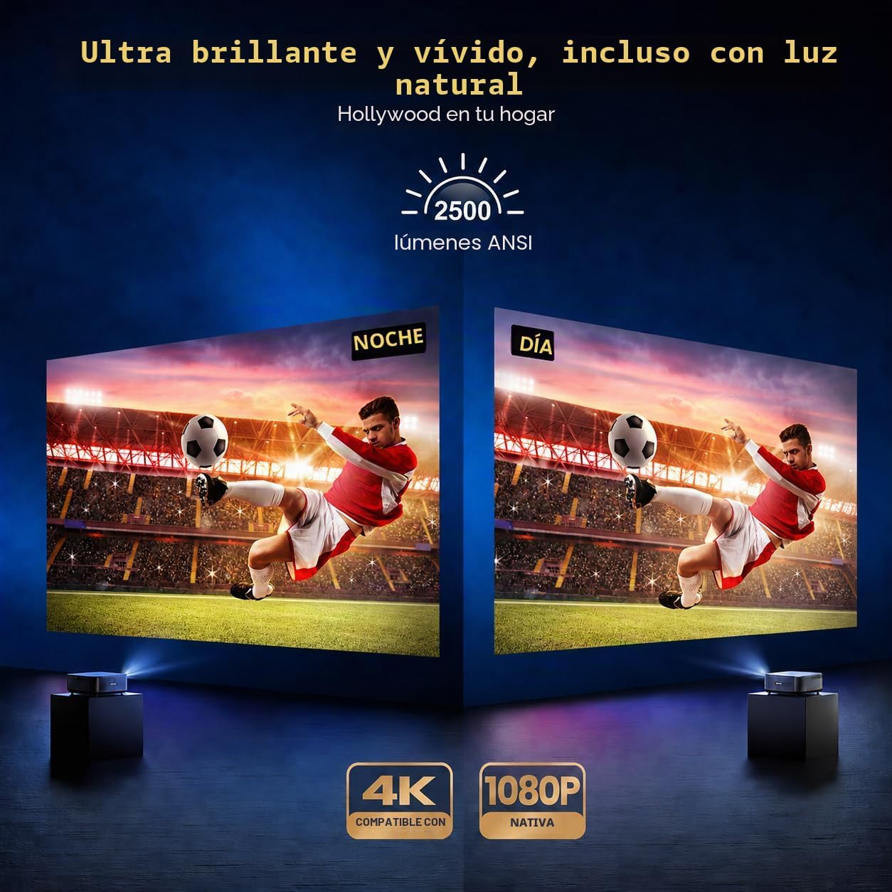 Proyector inteligente compatible con 4K actualizado Alvar con 2500...
