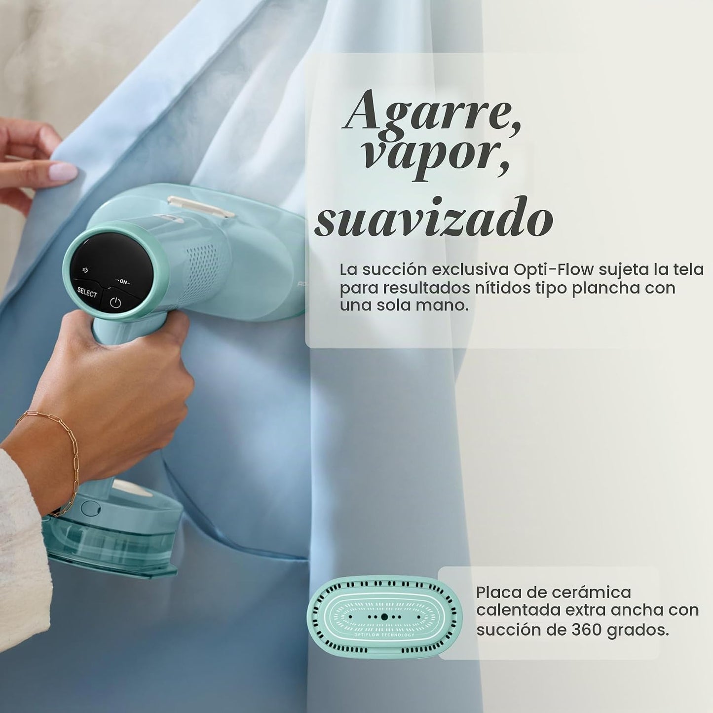 Rowenta Vaporizador de ropa de mano AeroSteam Twist con agarre de t...