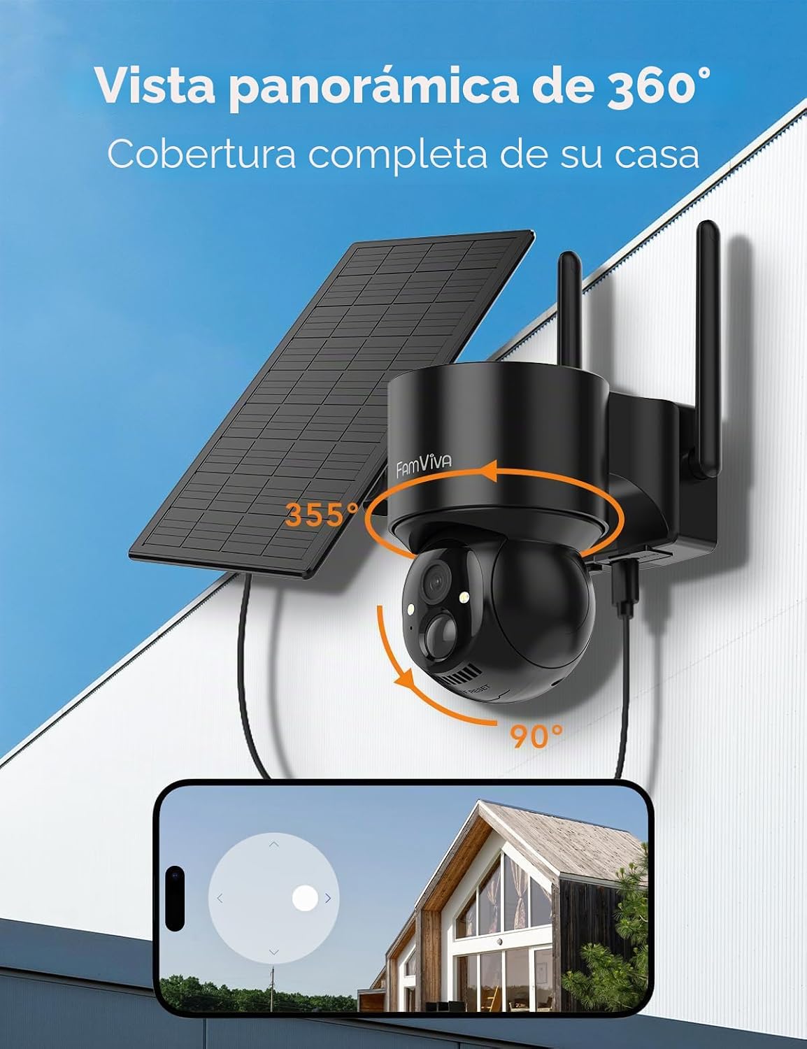 FAMVIVA Cámaras de seguridad solar 2K inalámbricas para exteriores,...