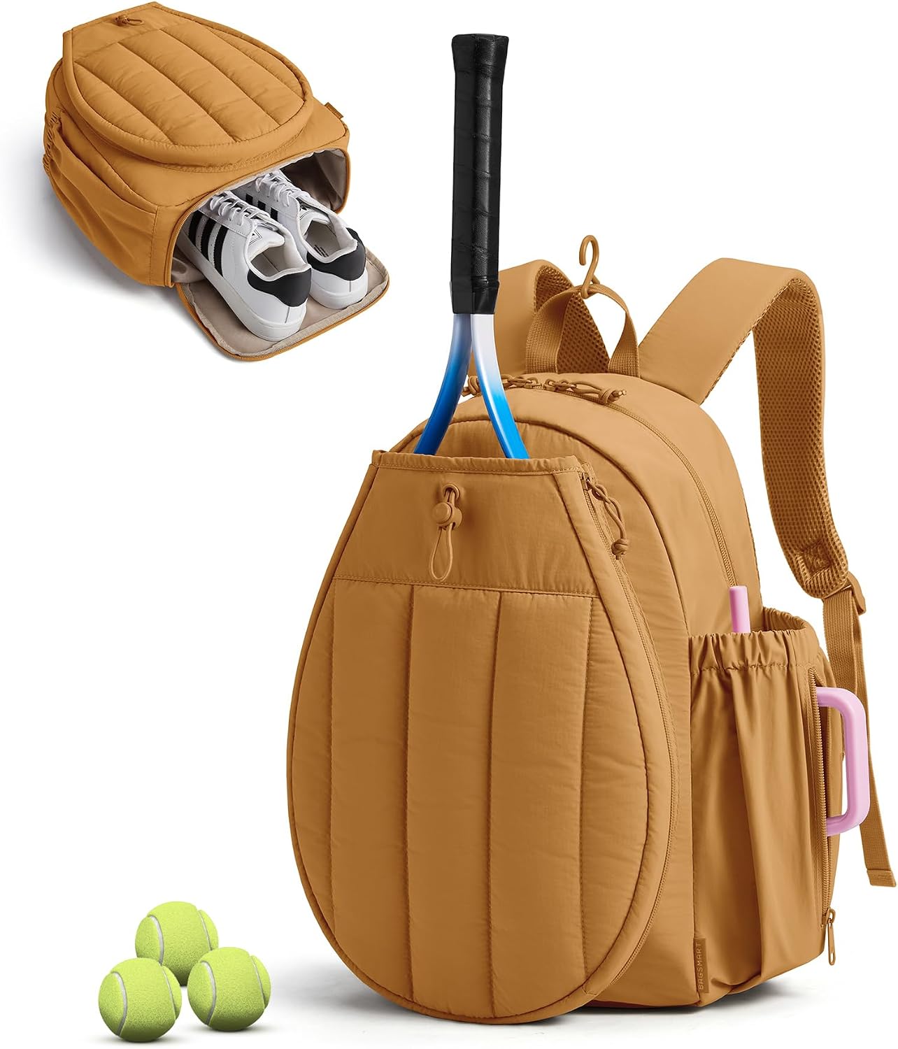 BAGSMART Bolsa de gimnasio de tenis para mujer, mochila acolchada p...
