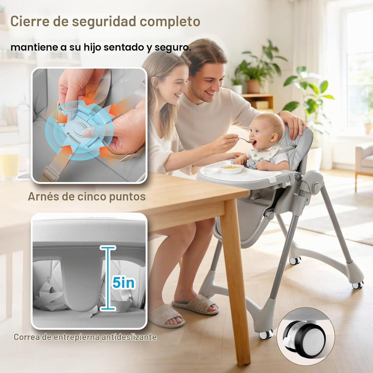 Tronas para bebés y niños pequeños, silla alta plegable para bebé c...