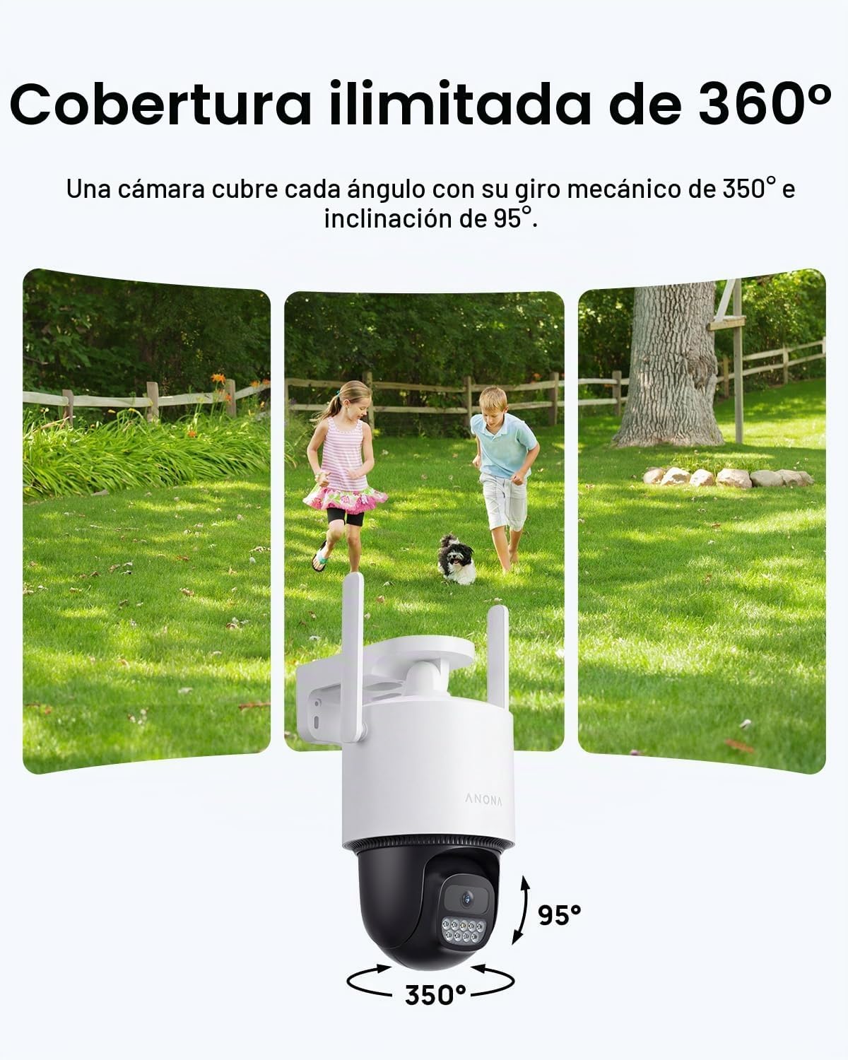 Anona Cámara de seguridad solar inalámbrica para exteriores, 2.5K 4...