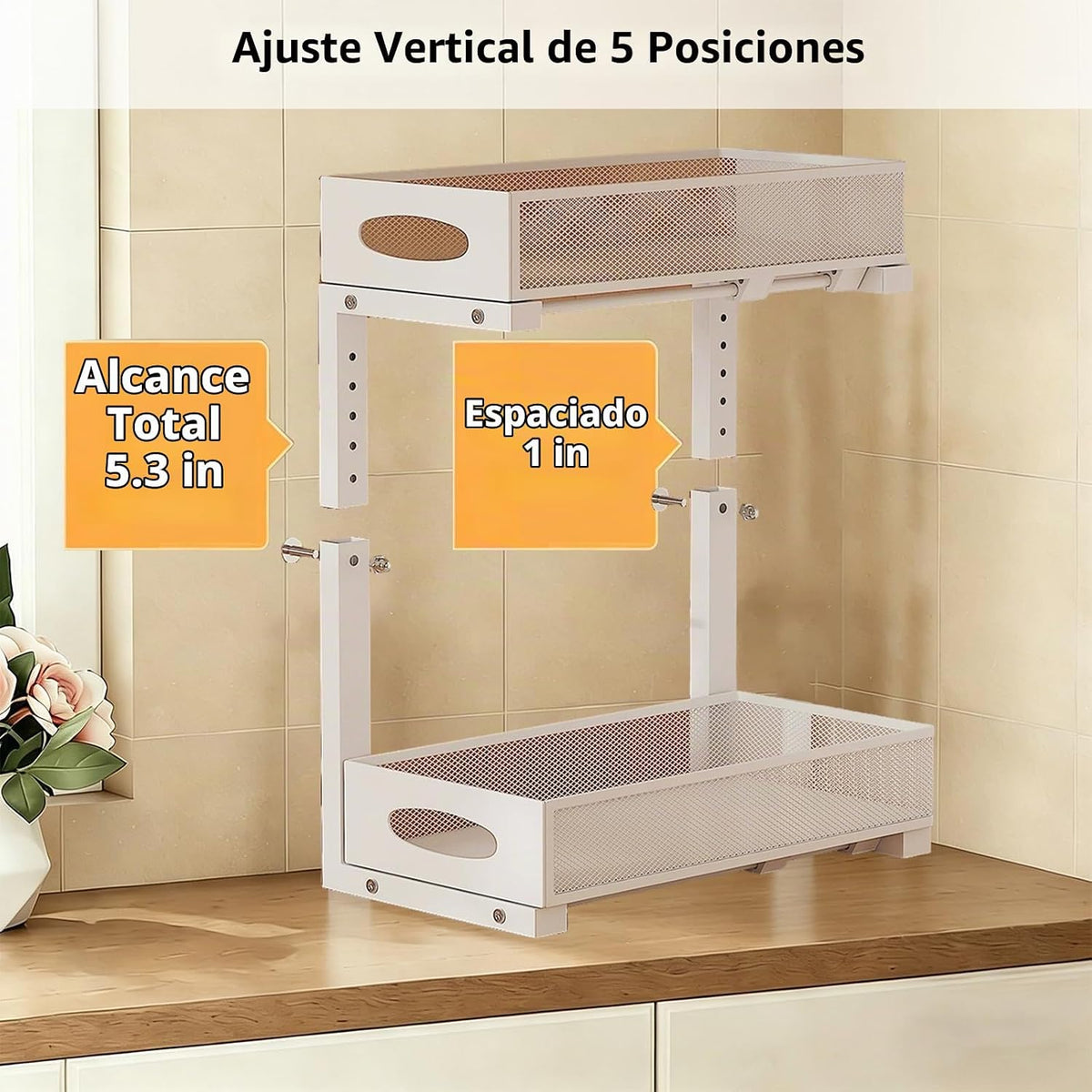 Paquete de 2 organizadores para debajo del fregadero, organizador d...