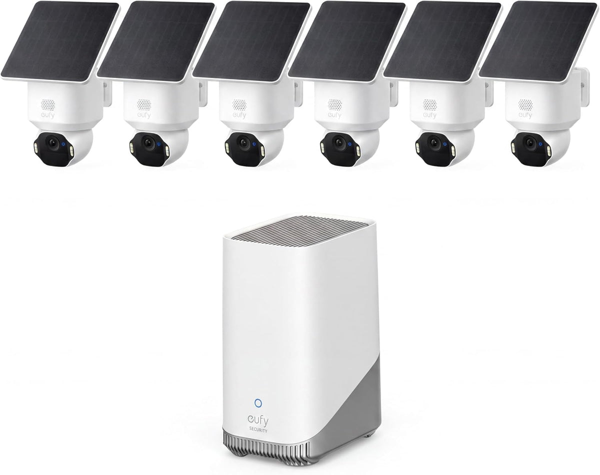 eufy Security SoloCam E42, kit de 6 cámaras, cámara de seguridad so...