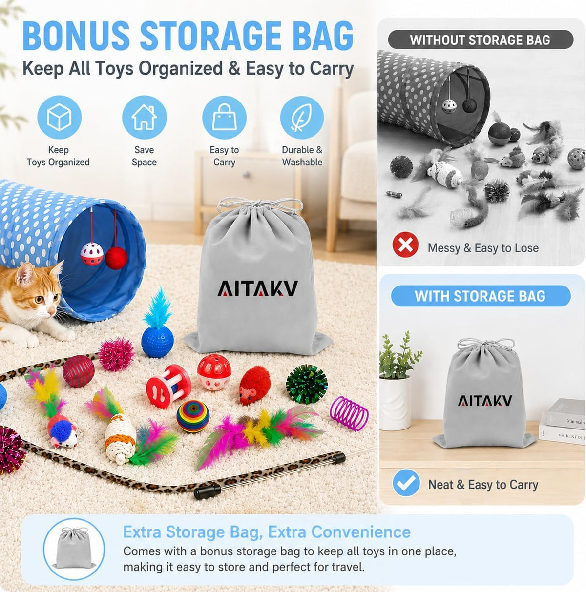 AILUKI 35 PCS Surtidos de juguetes para gatos y gatitos, variedad d...