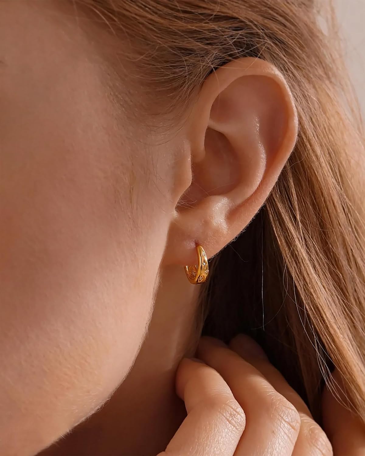 Aretes de ópalo chapados en oro de 14 quilates para mujer, aretes d...