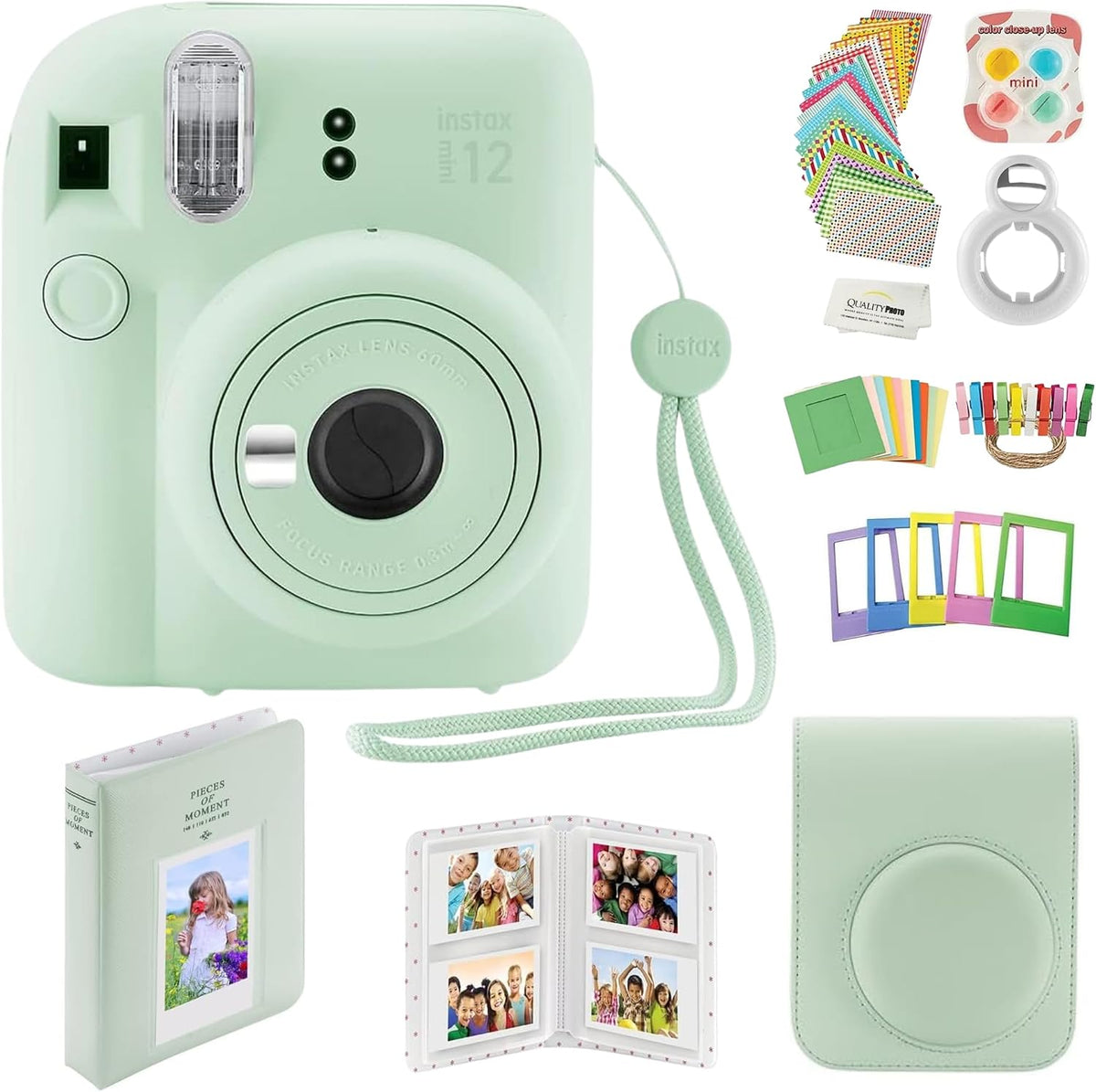 Fujifilm Cámara instantánea Instax Mini 12 con funda, calcomanías d...
