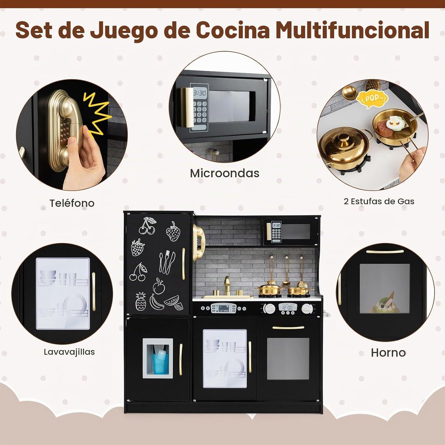 HONEY JOY Juego de Cocina para Niños, Conjunto de Cocina de Juguete...