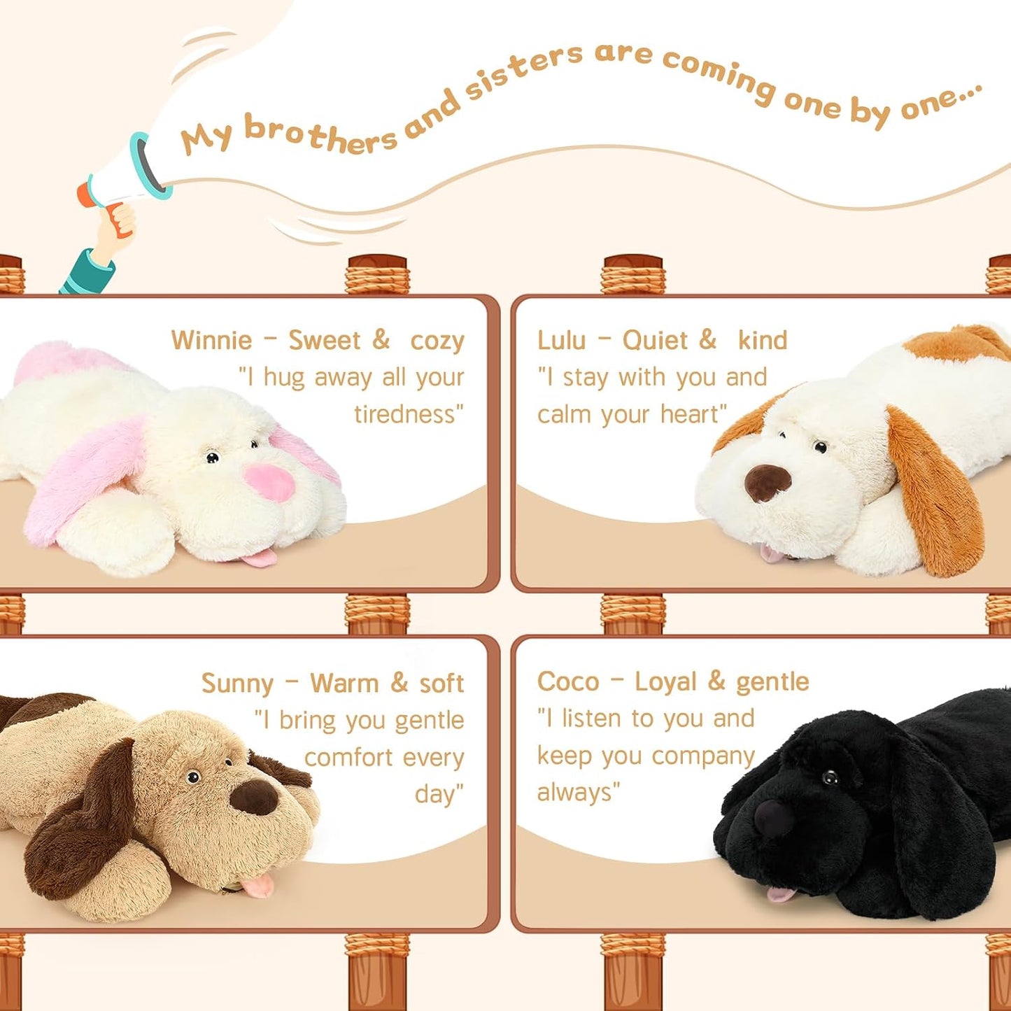 MorisMos Animales de peluche gigantes de perro, peluche de perro gr...