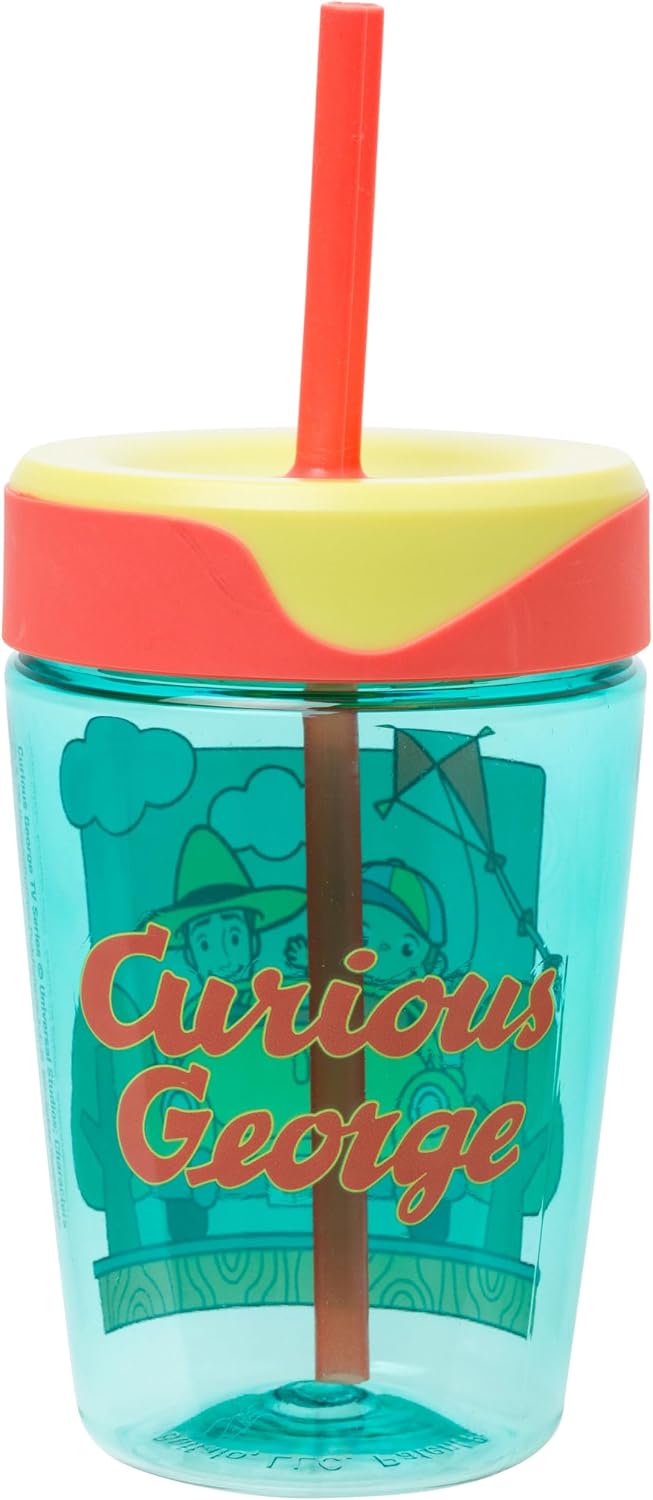 Silver Buffalo Curious George Fun - Vaso a prueba de derrames con p...