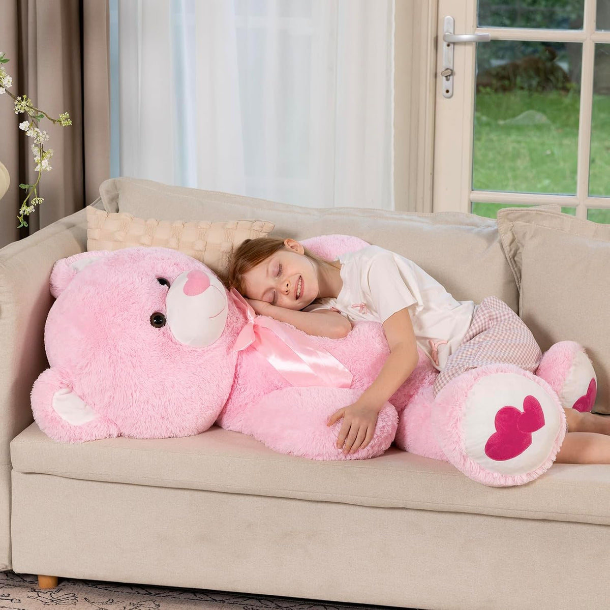 MaoGoLan Oso de peluche gigante rosa de 47 pulgadas, animal de pelu...