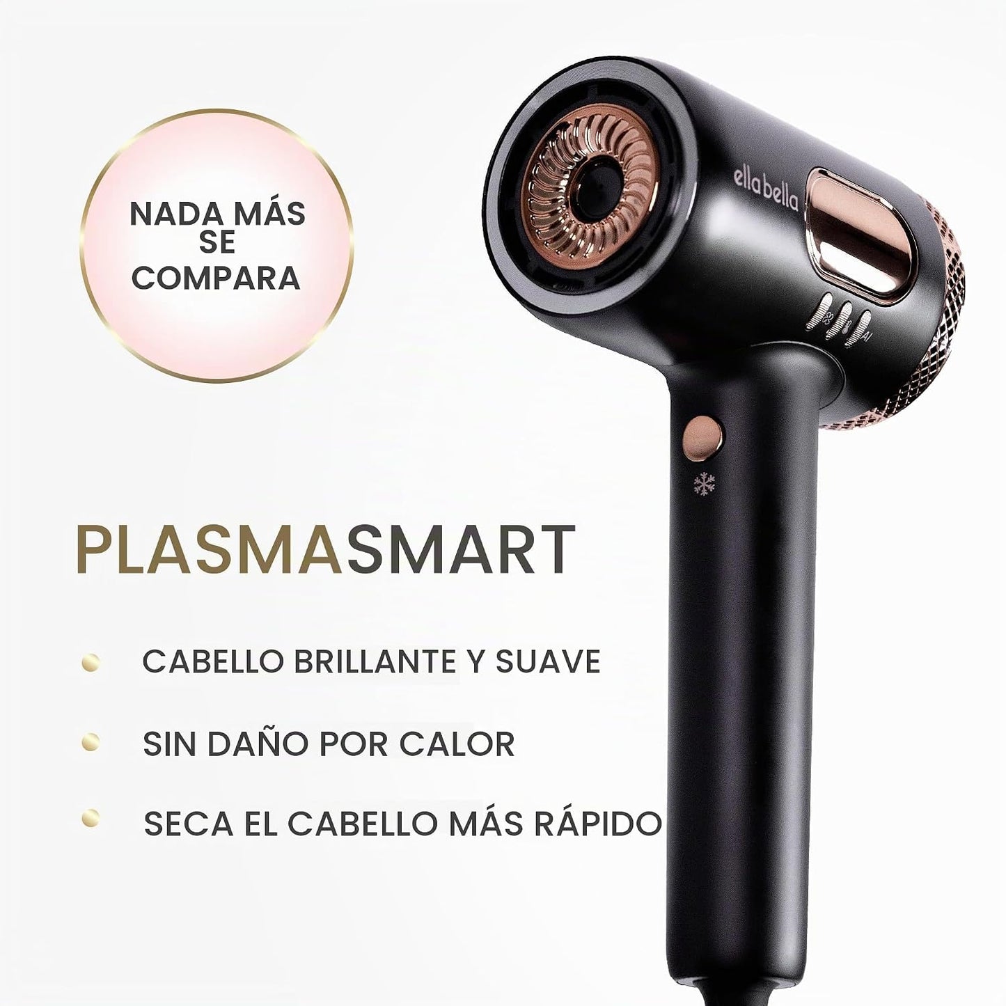 ELLA BELLA® Secador de pelo profesional de plasma inteligente con d...