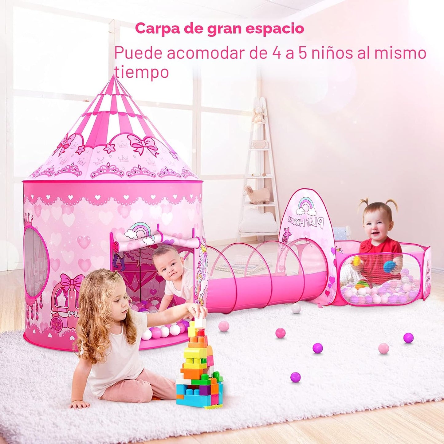 GeerWest Tienda de campaña de princesa de 3 piezas para niñas con p...