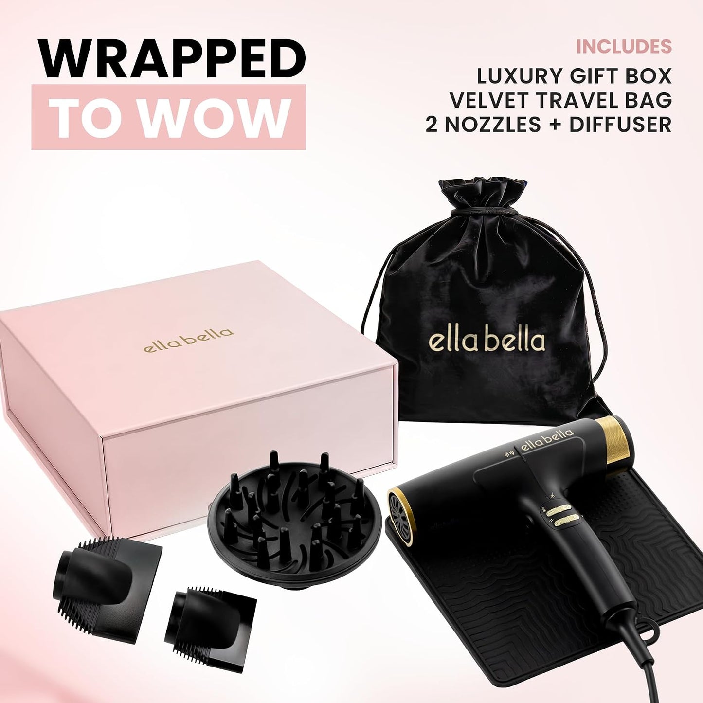 ELLA BELLA® Secador de cabello profesional con tapete inteligente -...