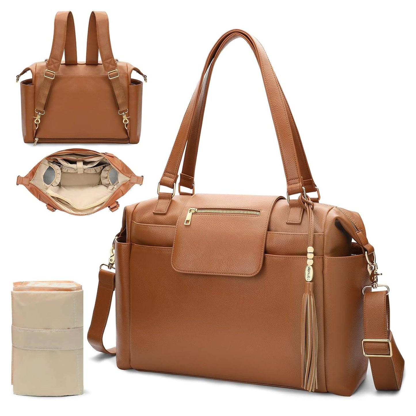 Omanmoli Bolsa de Pañales Tote de Cuero Mochila Bolsa de Pañales Gr...