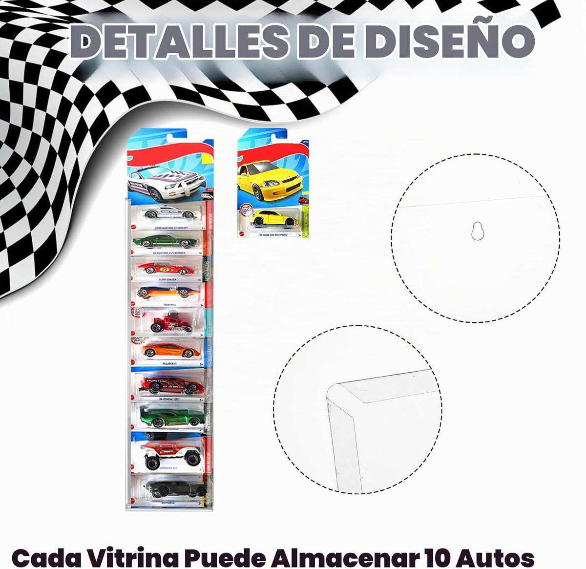 24 piezas de vitrina transparente para modelos de coches empaquetad...