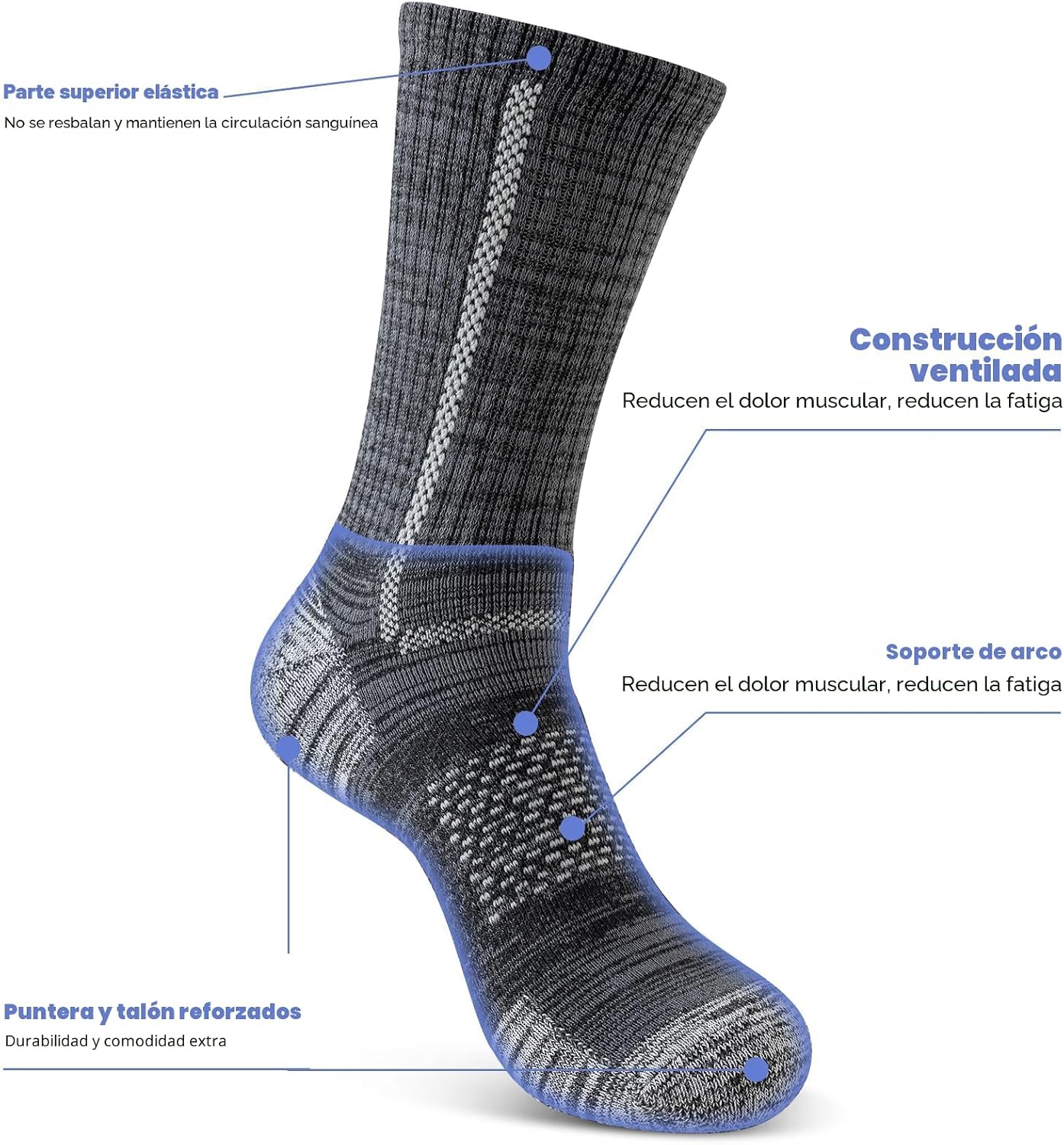 Niorasen Calcetines de trabajo de algodón para hombre, 5 pares de c...