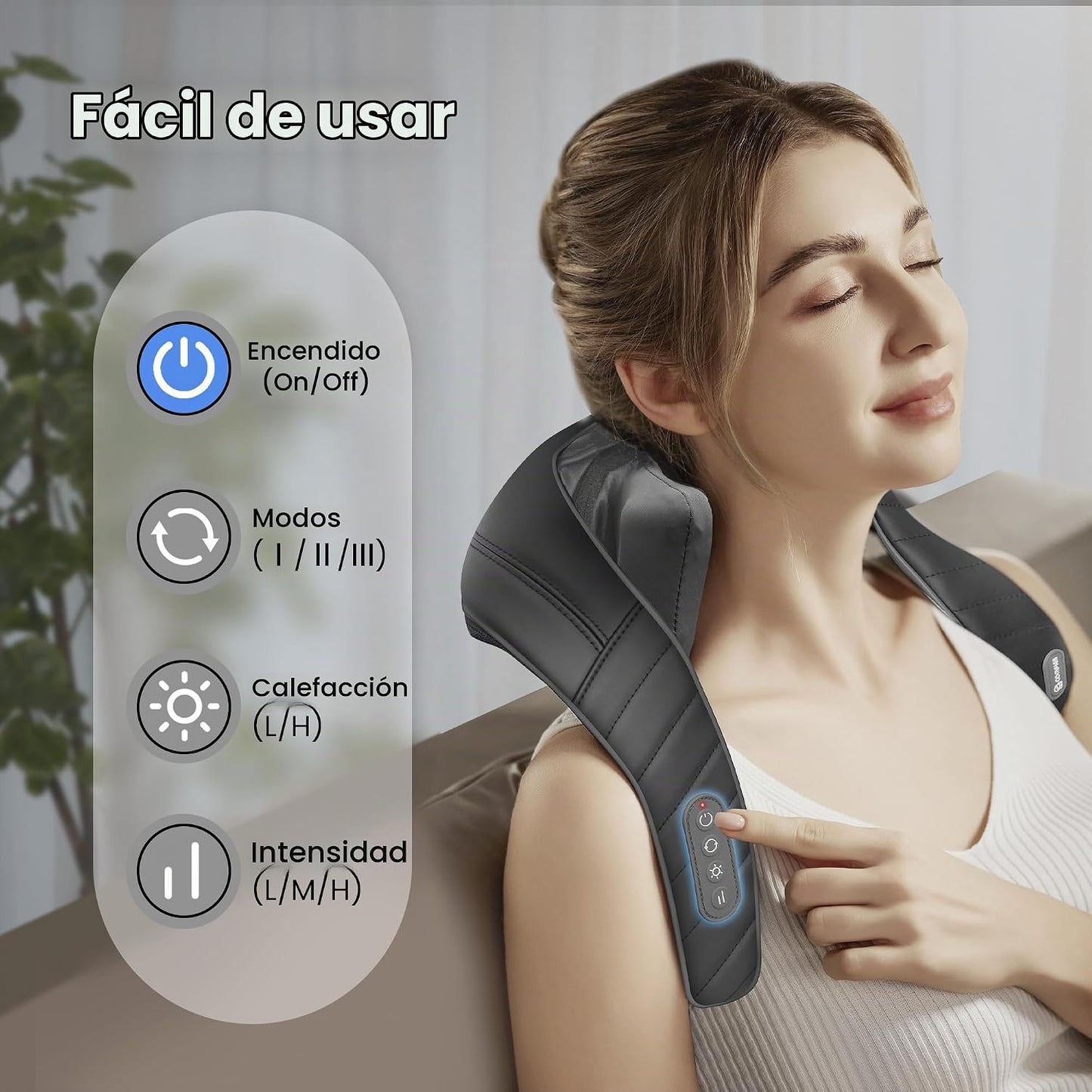 COMFIER Masajeador inalámbrico de cuello y hombros con calor, negro...