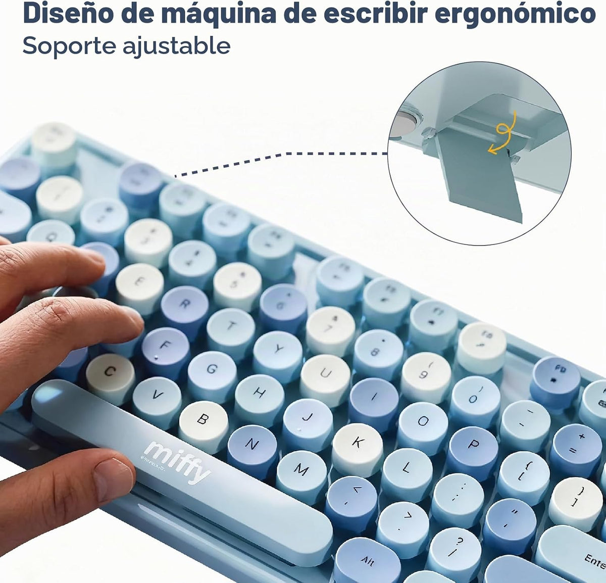 Miffy - Combo de teclado y mouse inalámbricos de 104 teclas con alm...