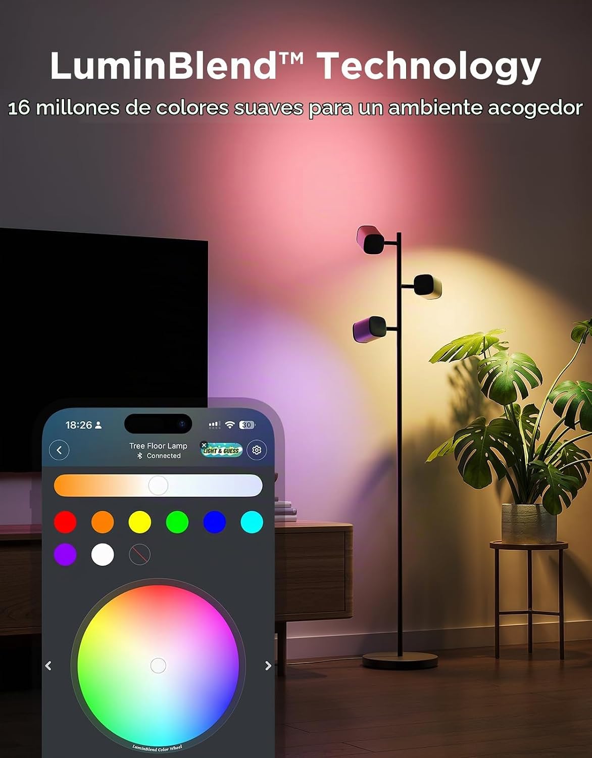 Govee Lámpara de pie de árbol con 3 luces giratorias, compatible co...