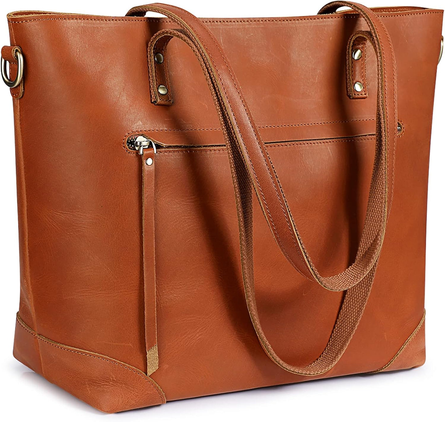S-ZONE Bolso de hombro vintage de cuero genuino, bolsos de trabajo...
