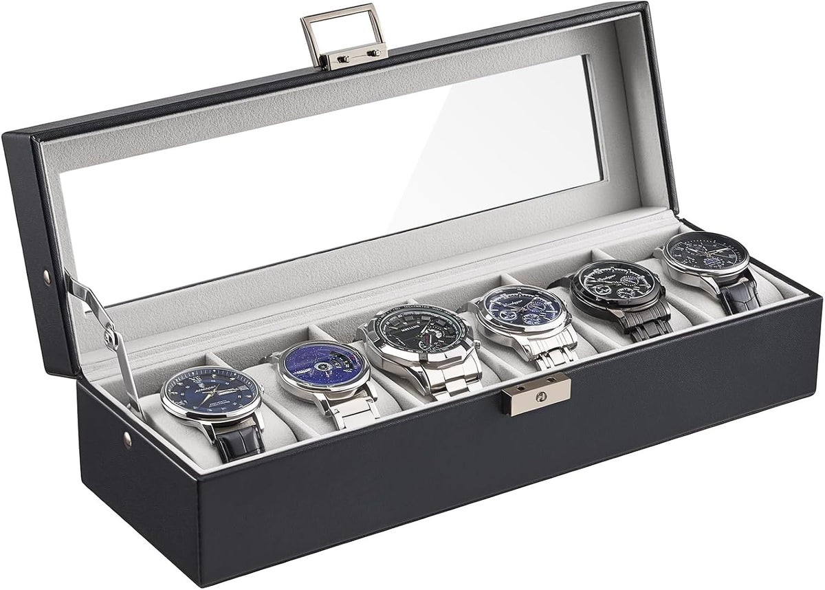 ProCase Caja de reloj de 6 ranuras para hombres -Negro | Organizado...